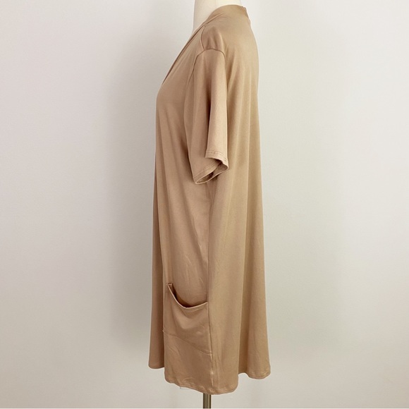 You & Me Short Sleeve Open Front Cardigan w/Pockets Women’s Plus 1X in Camel - Picture 9 of 11